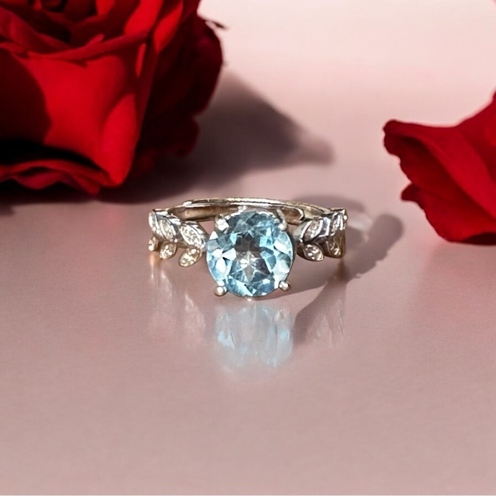 Natural Swiss Blue Topaz S925 Ring Sterling Silver 2.16 Ct - Picture 5 of 14